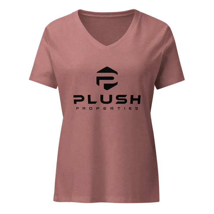 Plush Women's Relaxed V-Neck T-Shirt - White/Pink product image (1)