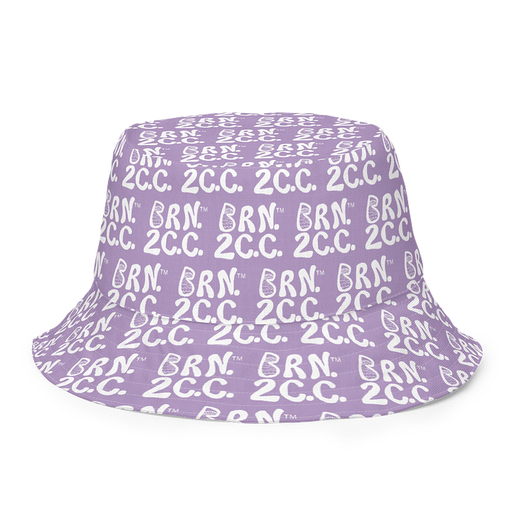 Adults Unisex | Reversible Bucket Hat | BOURNE to Cape Cod™ x BRN.2C.C.™ All-Over Logo Print | Coastal Style Sun Hat | East Side Lavender & White product image (1)