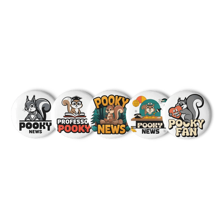 Original Pooky Artwork Buttons: Set of Five -t product image (1)