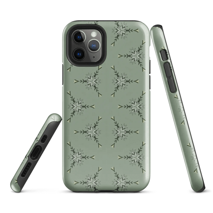 Tough Phone Case for iPhone® - Green Triangular Floral Geometric Pattern product image (1)