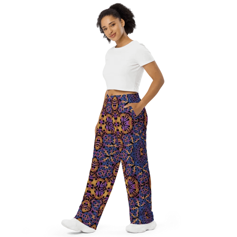 Blue Gold Celtic Kaleidoscope Wideleg Pants product image (4)