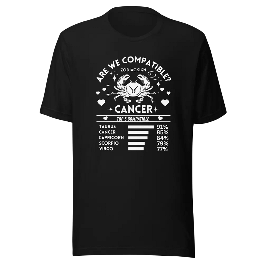 Cancer Zodiac Sign Romantic Compatibility T-Shirt - Bella Canvas 3001 Unisex Staple T-Shirt - Dark Colors product image (3)