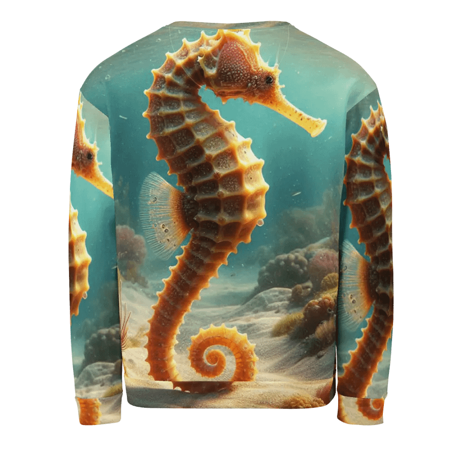Serene Seahorse All-Over Print Sweatshirt | AI Design seahorse the beauty of the underwater world product image (2)