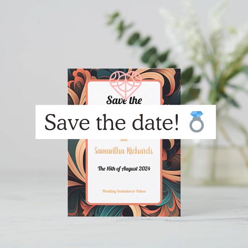 #savethedatecards #wedding #invitations #weddingstationary #teal #peach #floraldesign #https://www.zazzle.com/collections/vin...