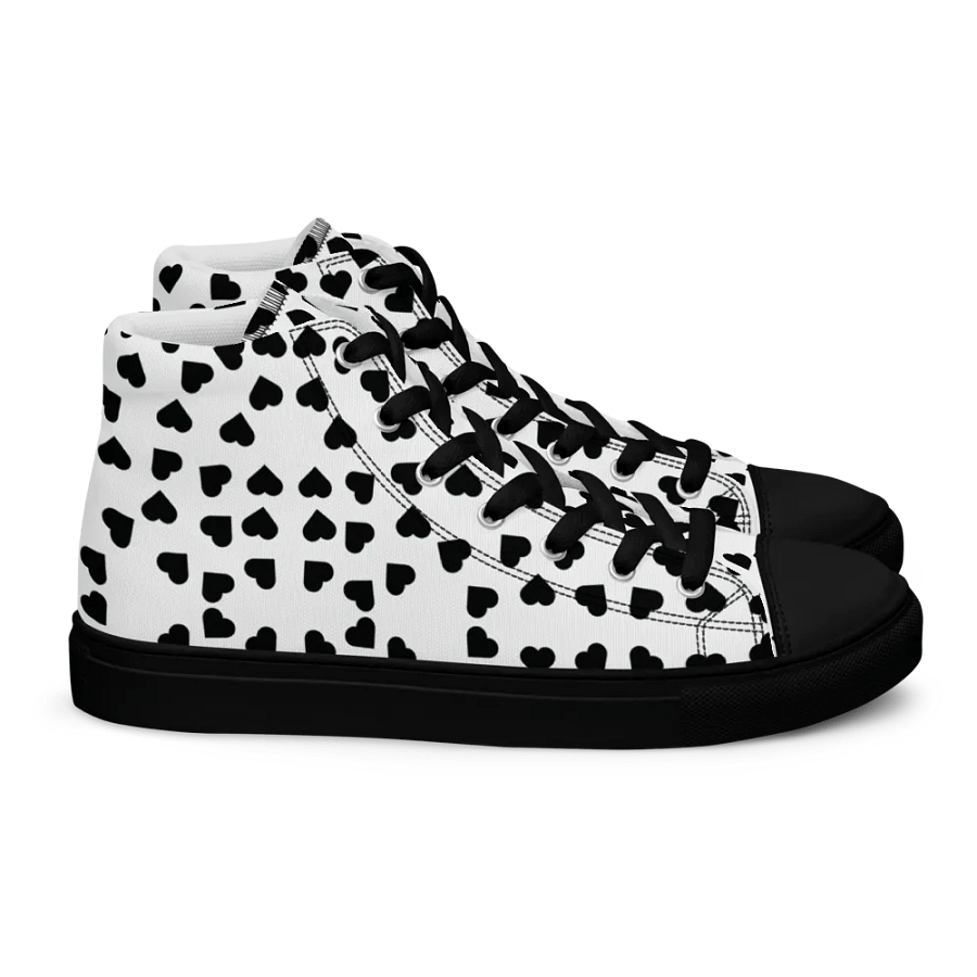 Love Pattern 4 Black and White Ladies High Top Canvas Shoes product image (5)