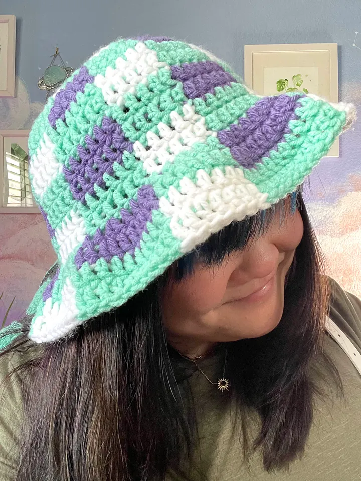 Crochet Plaid Wavy Bucket Hat product image (2)