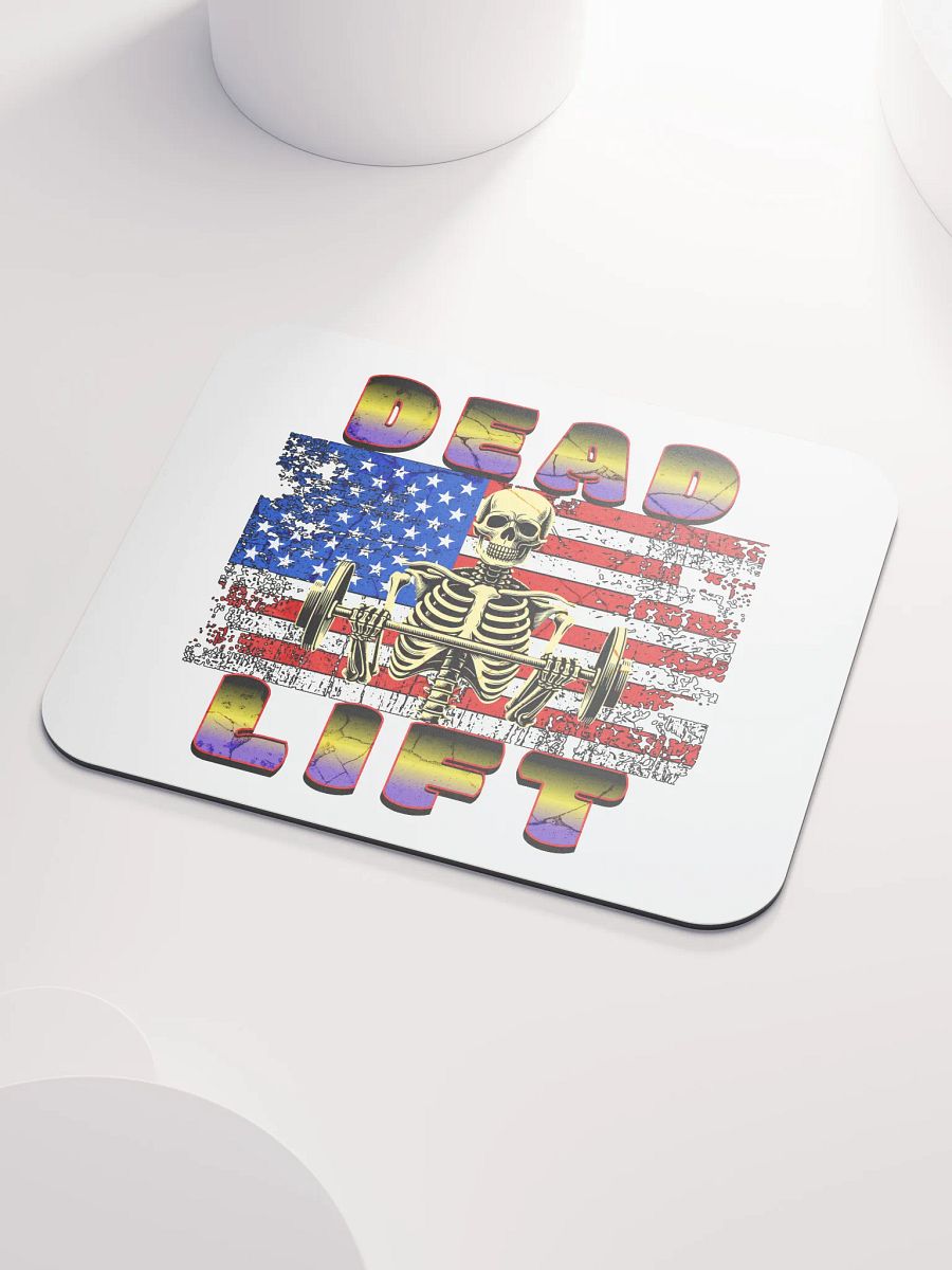 Dead Lift Weightlifting Skeleton Patriotic Mouse Pad product image (3)