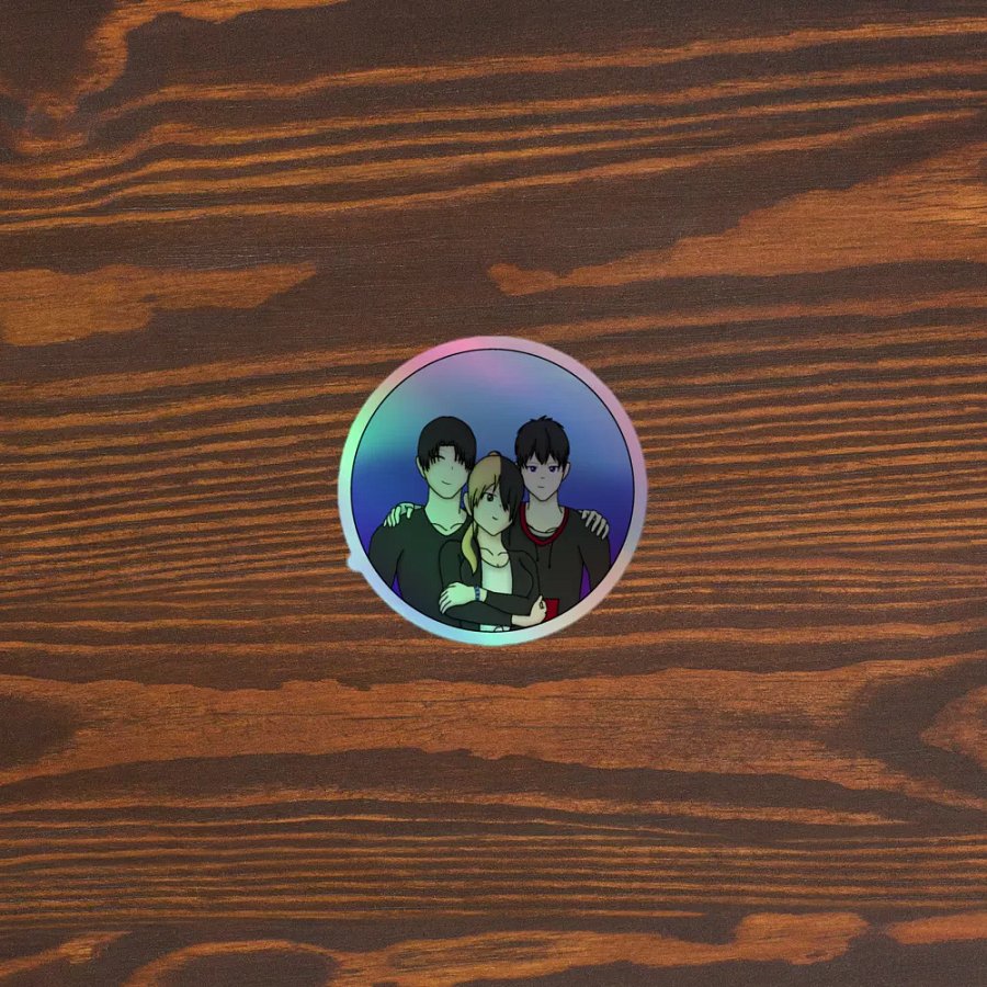 holographic glitch family sticker product image (3)