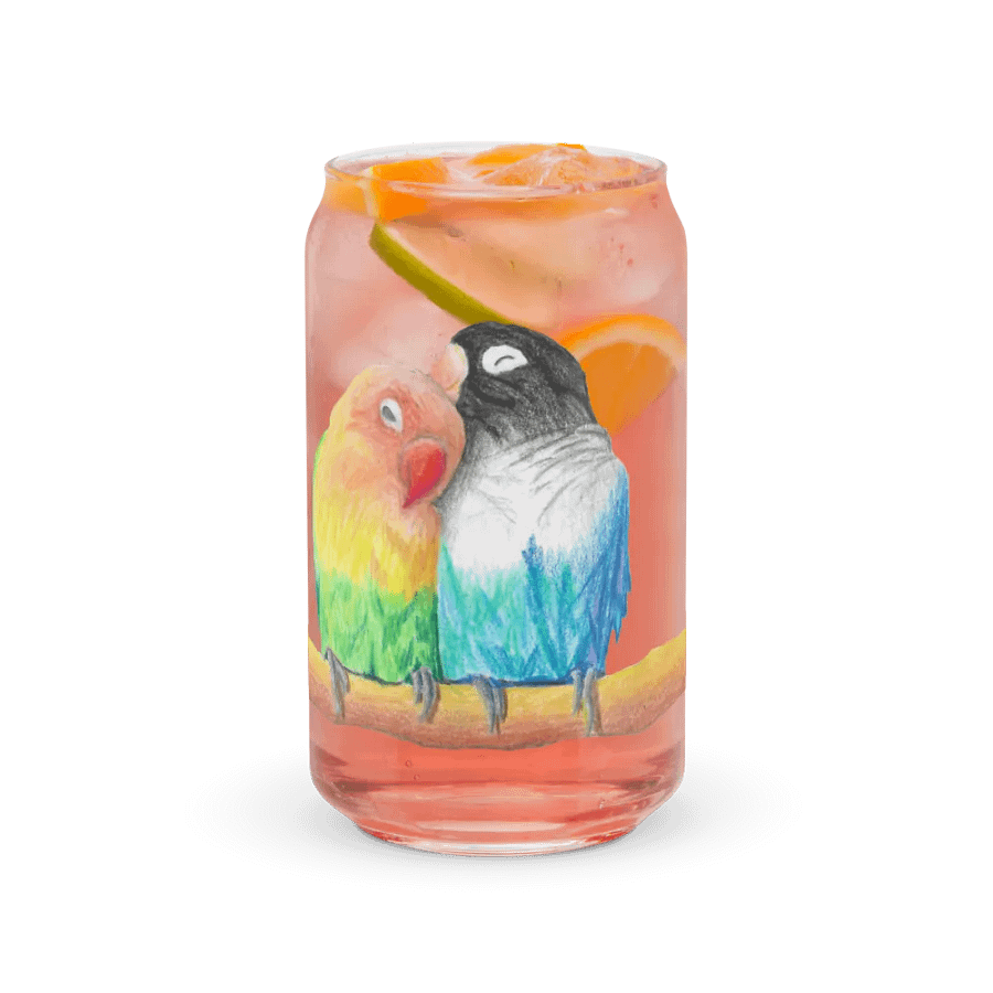 Lovebirds Drawing Glass Can Cup product image (37)