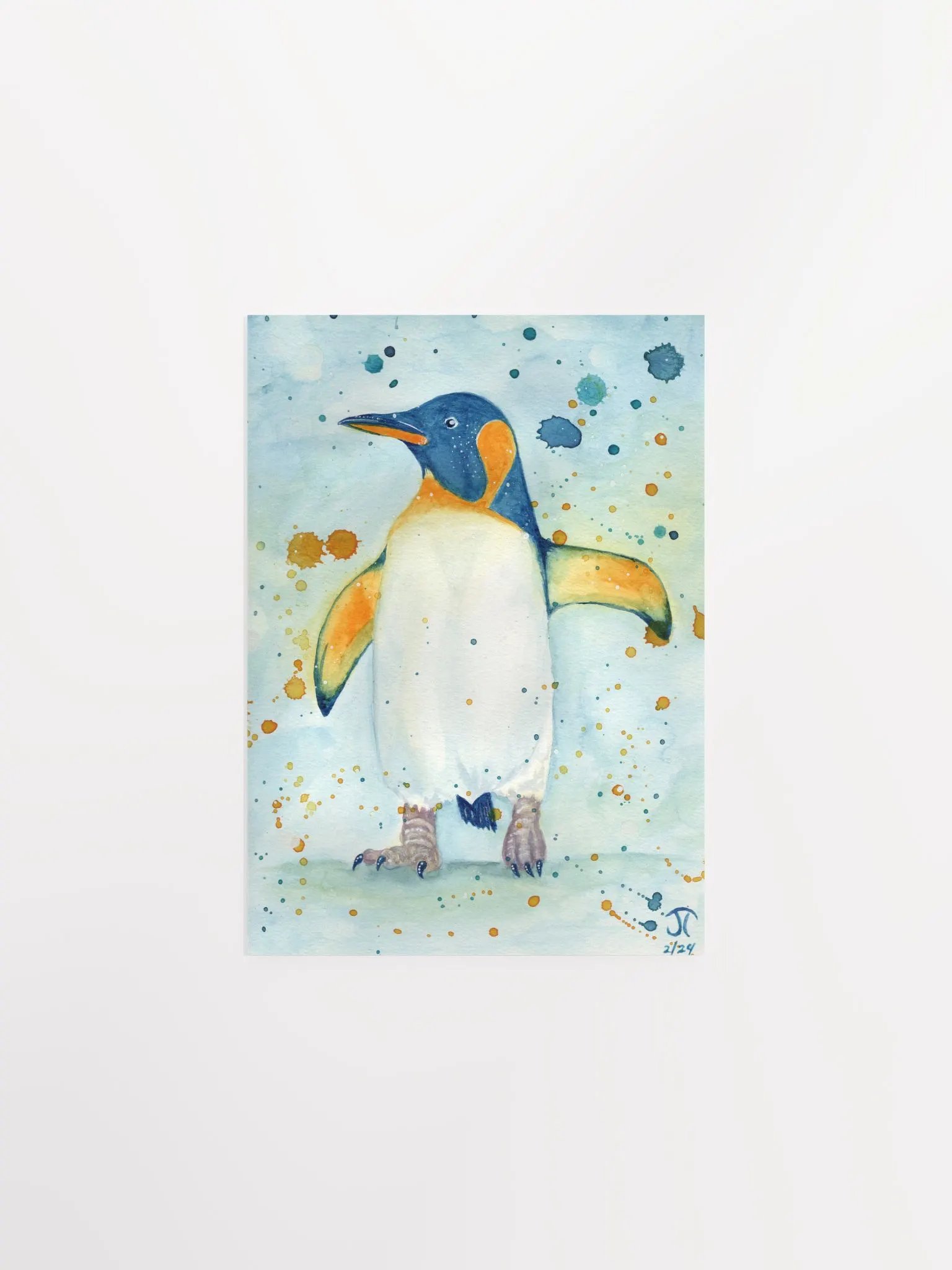 Whimsical Penguin Watercolor small Poster product image (1)