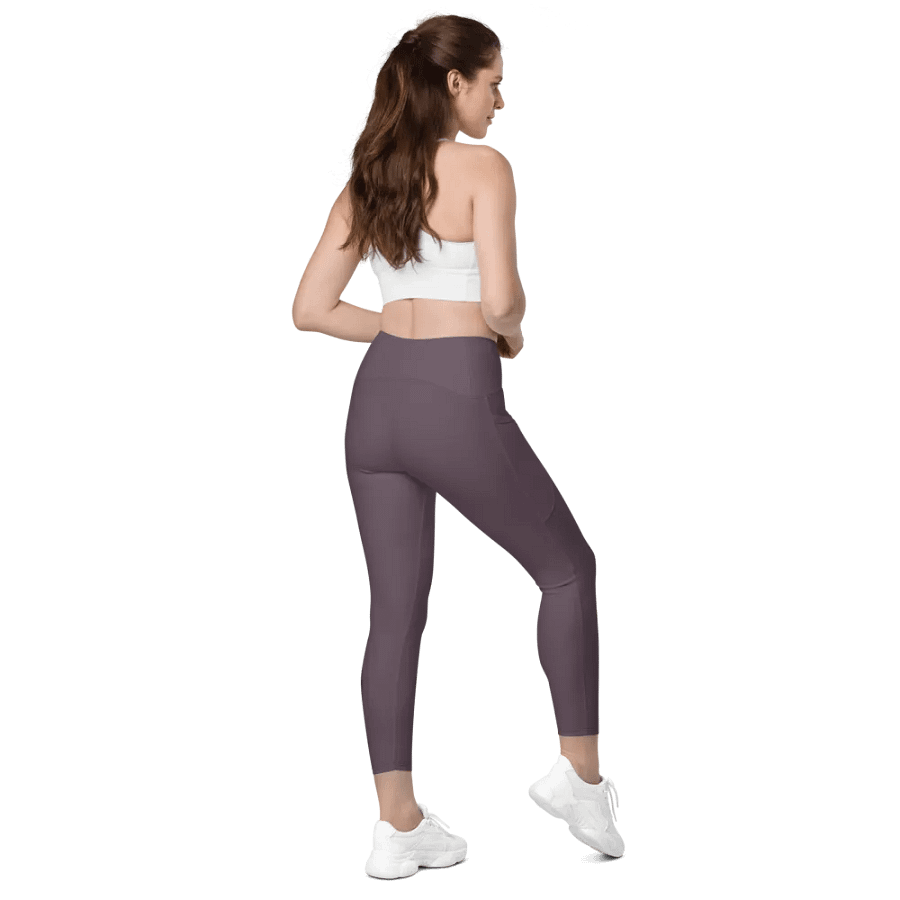 Plain Mauve Soft Summer Women's High Waisted Premium Crossover Leggings with Pockets by Treasure Pie product image (7)