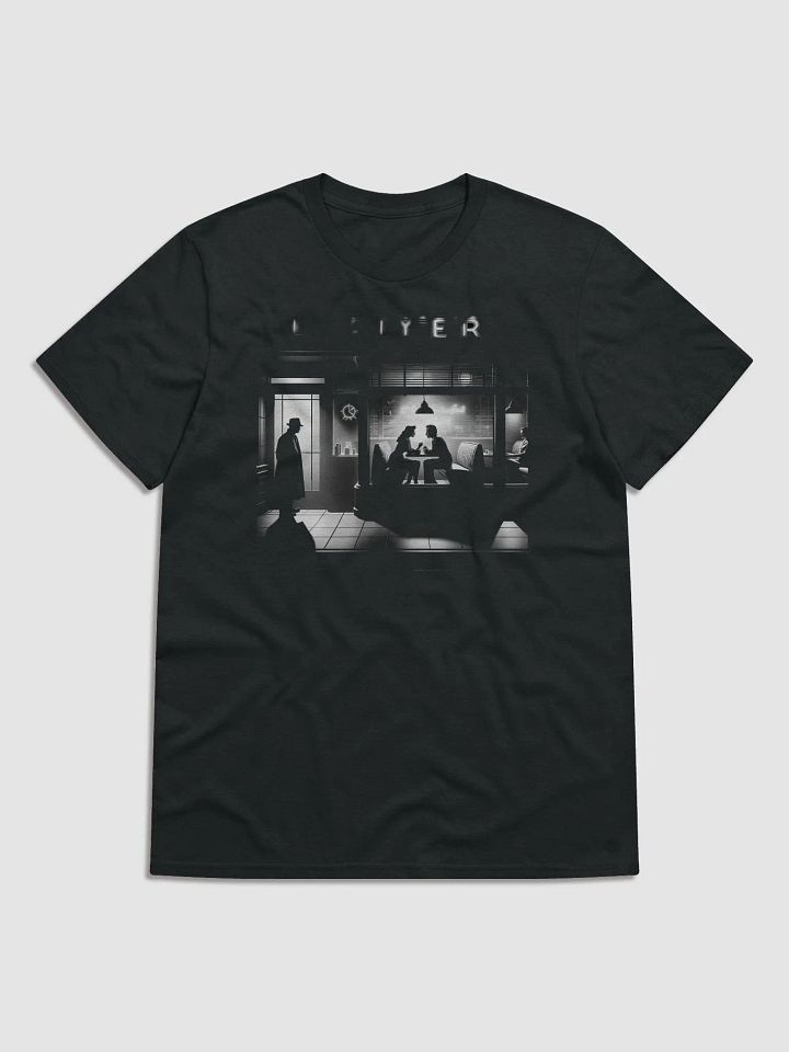 Diner Enigma: Noir Scene (Front Print Womens Tee) product image (1)
