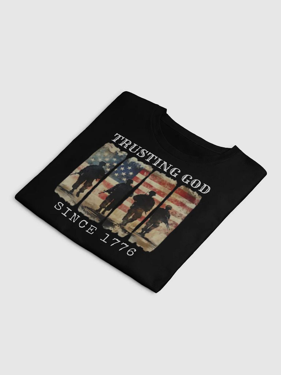 Trusting God American Flag Military T-shirt | Patriotic Army Soldiers USA Flag Memorial Day Tee product image (6)