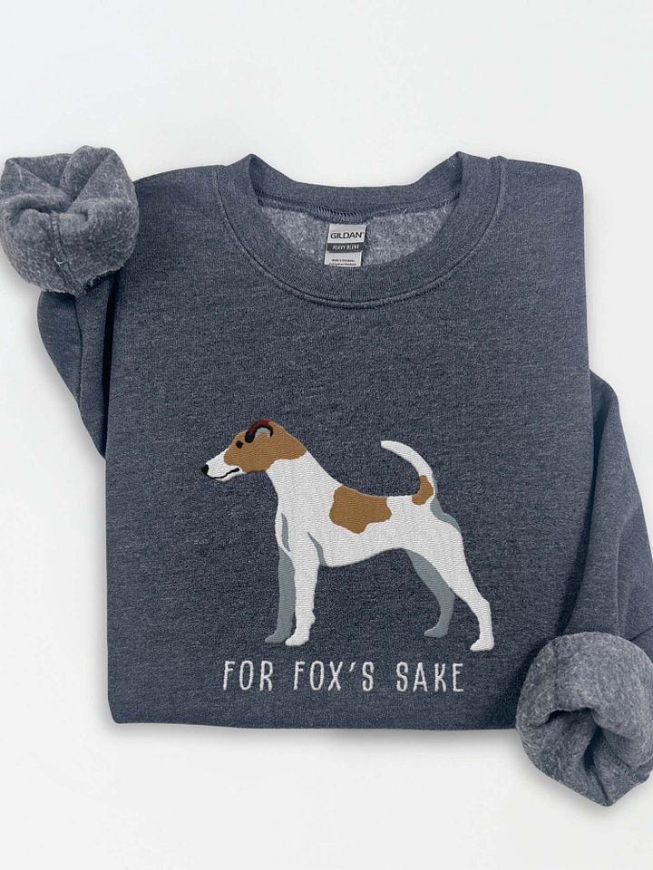For Fox's Sake Sweatshirt (Embroidered) of a Smooth Fox Terrier(Brown & White2) product image (1)