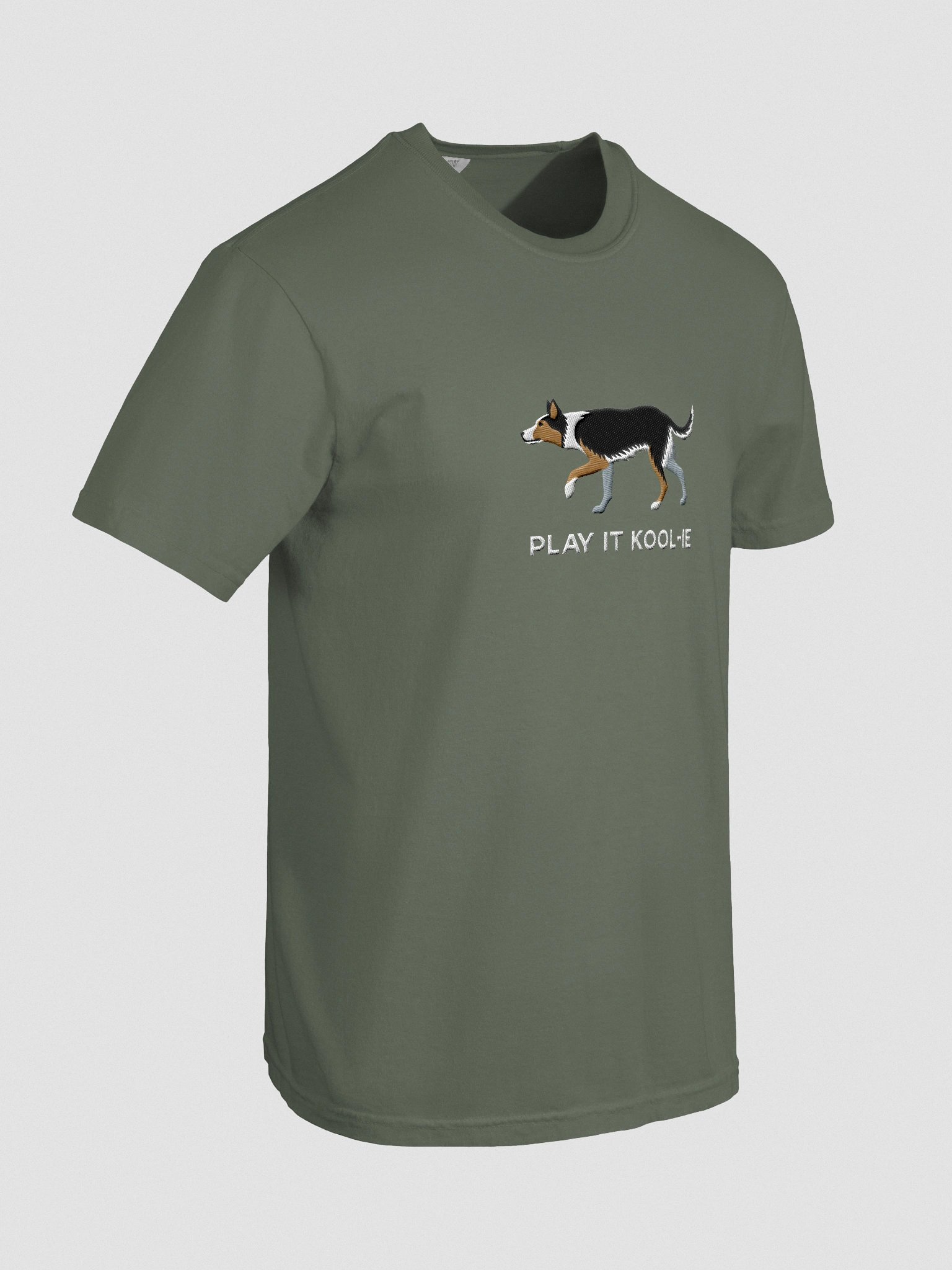 Play It Kool-ie T-Shirt(Embroidered) of an Australian Koolie(Tricolor) product image (11)