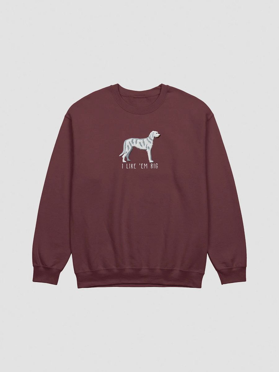I Like 'Em Big Sweatshirt (Embroidered) of an Irish Wolfhound(White) product image (7)