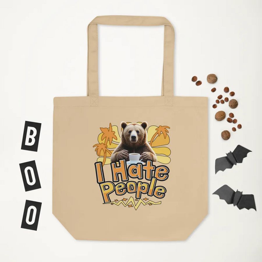I Hate People Bear Playful Eco Tote Bag product image (5)