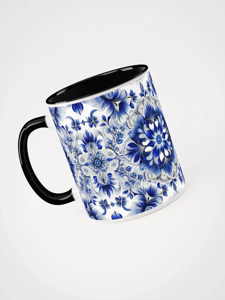 Coffee Mug with Color Inside - Blue and White Floral Design product image (2)