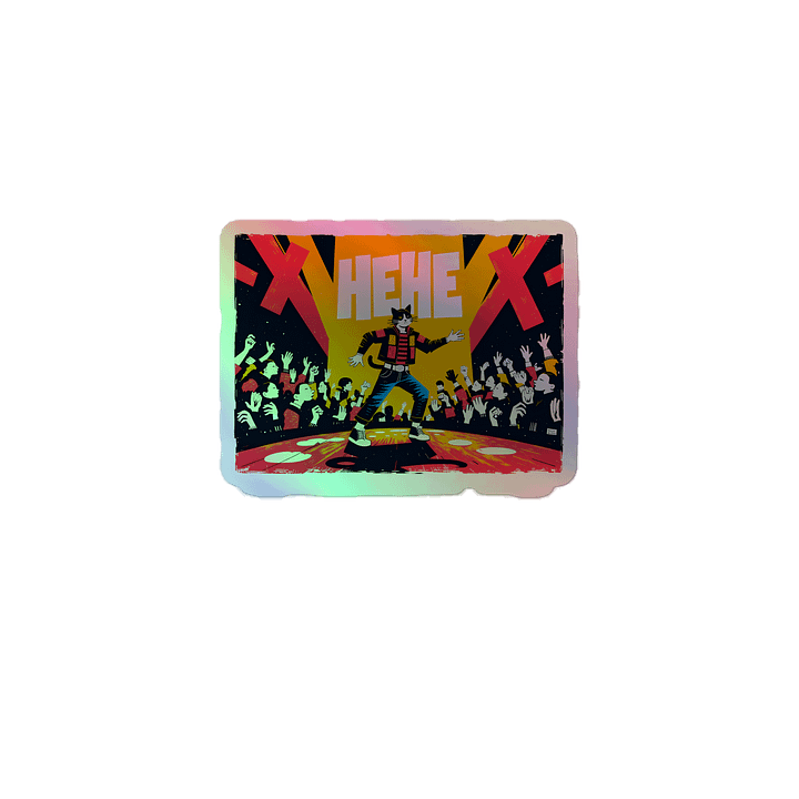 Cat Rockstar Design | 'X HEHE X' | Holographic Sticker product image (1)