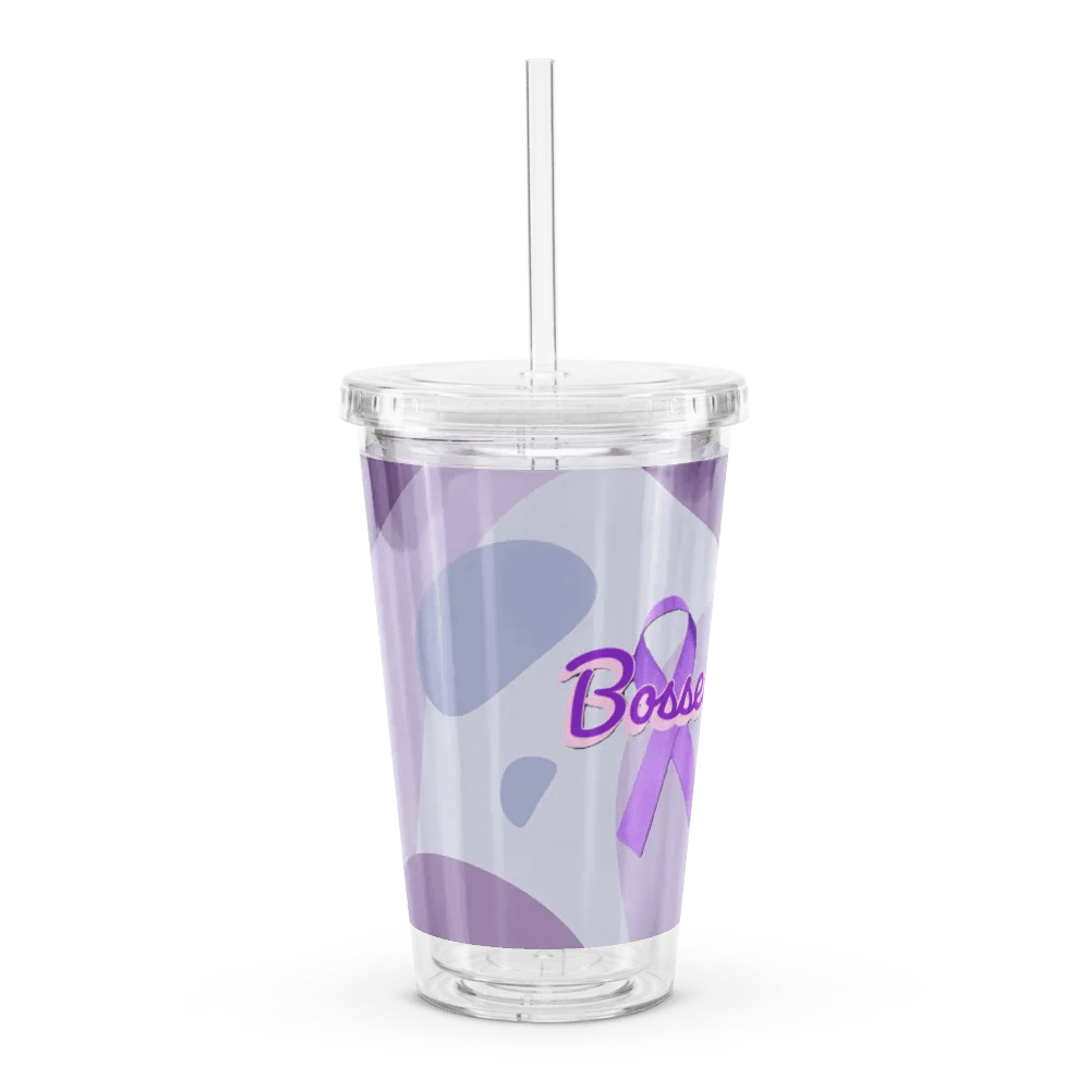 Purple Ribbon 16 oz Clear Plastic Tumbler product image (3)