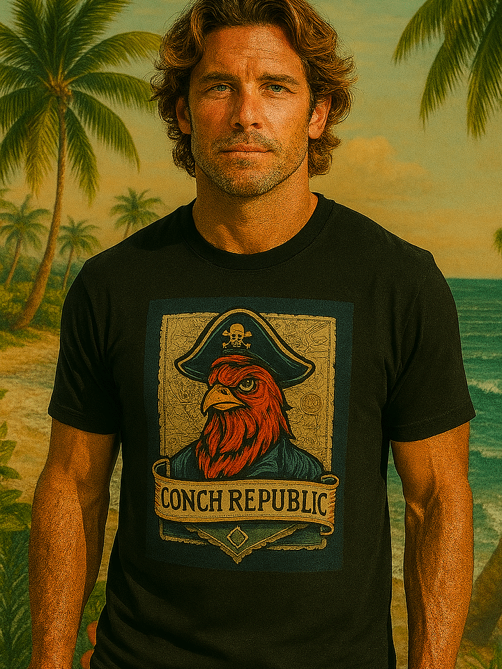 Key West Conch Republic Parrot Pirate T-shirt Unisex Ultra-Soft Black Tee product image (1)