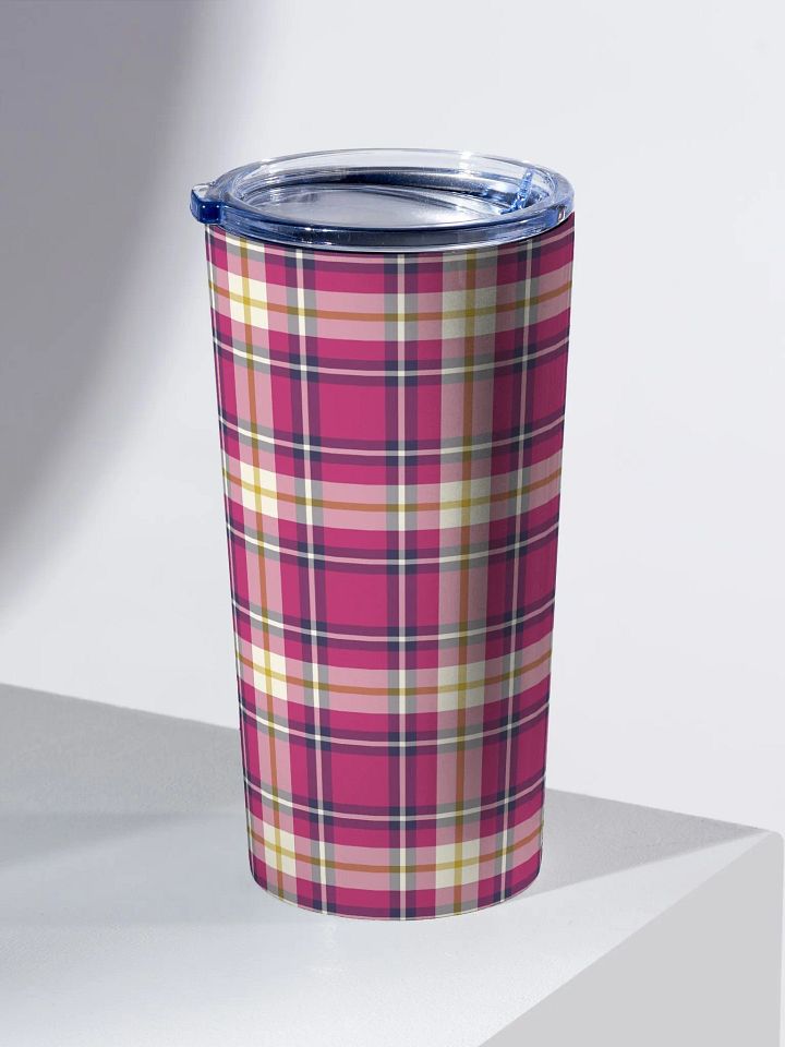 Hot Pink and Navy Blue Plaid Travel Tumbler product image (1)