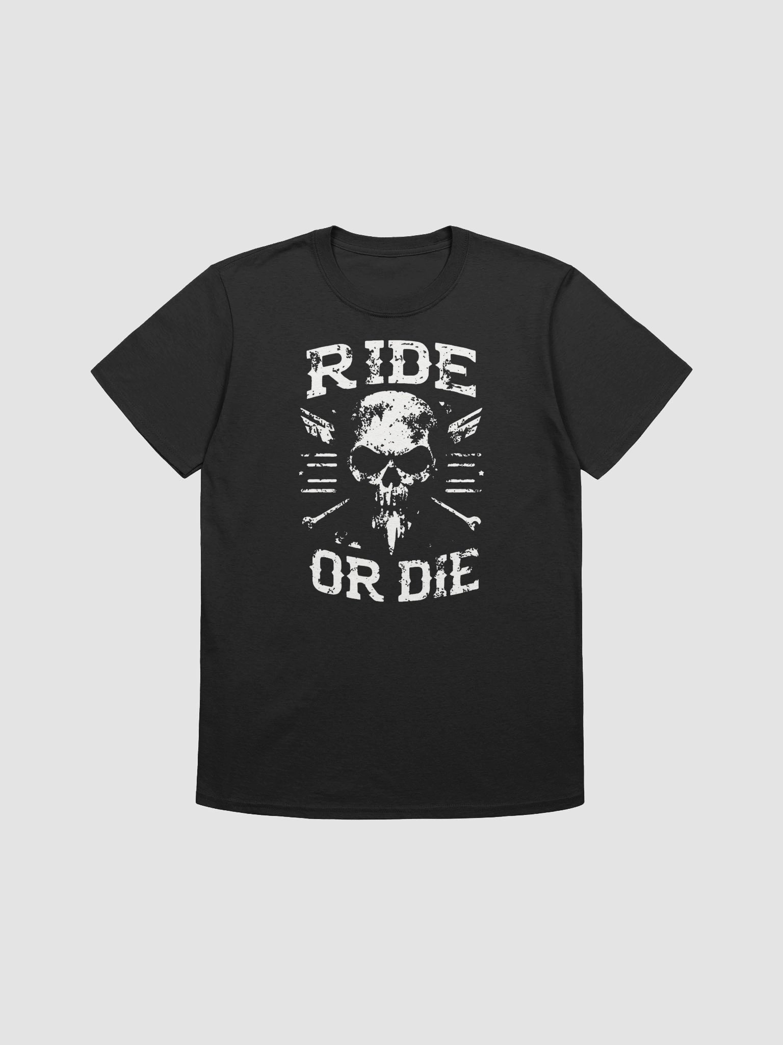 Ride or Die T-Shirt - Biker & Military Skull Emblem product image (1)