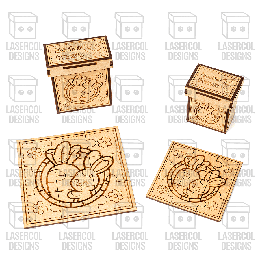 Easter Bunny Puzzle With Box Set 2 (2 Sizes) - Laser Cut Files product image (4)