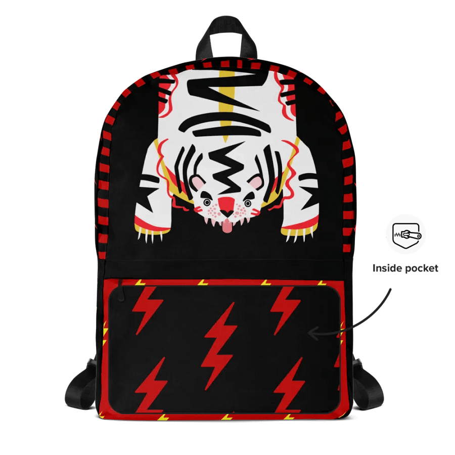 White Electric Tiger on Black and Red - Backpack product image (3)