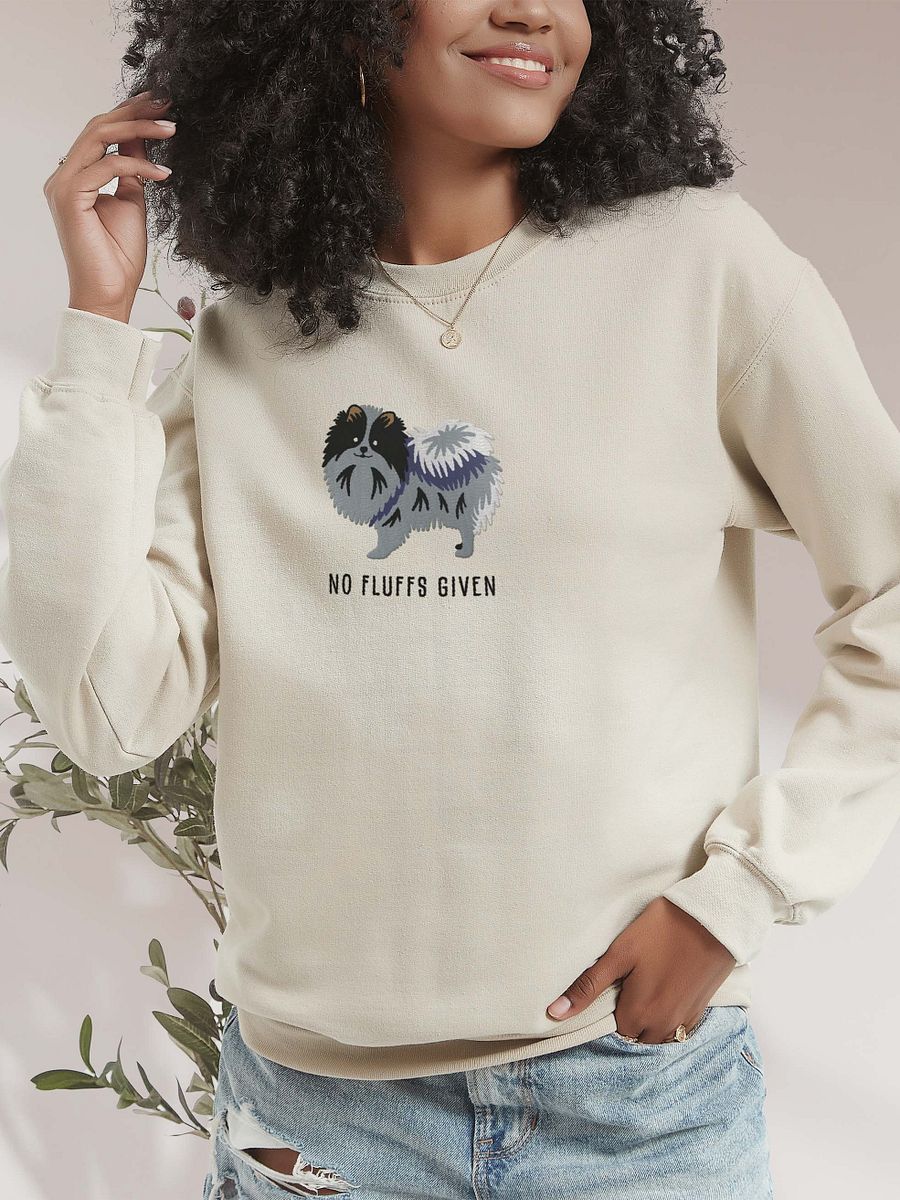 No Fluffs Given Sweatshirt (Embroidered) of a Pomeranian(Blue Merle) product image (2)