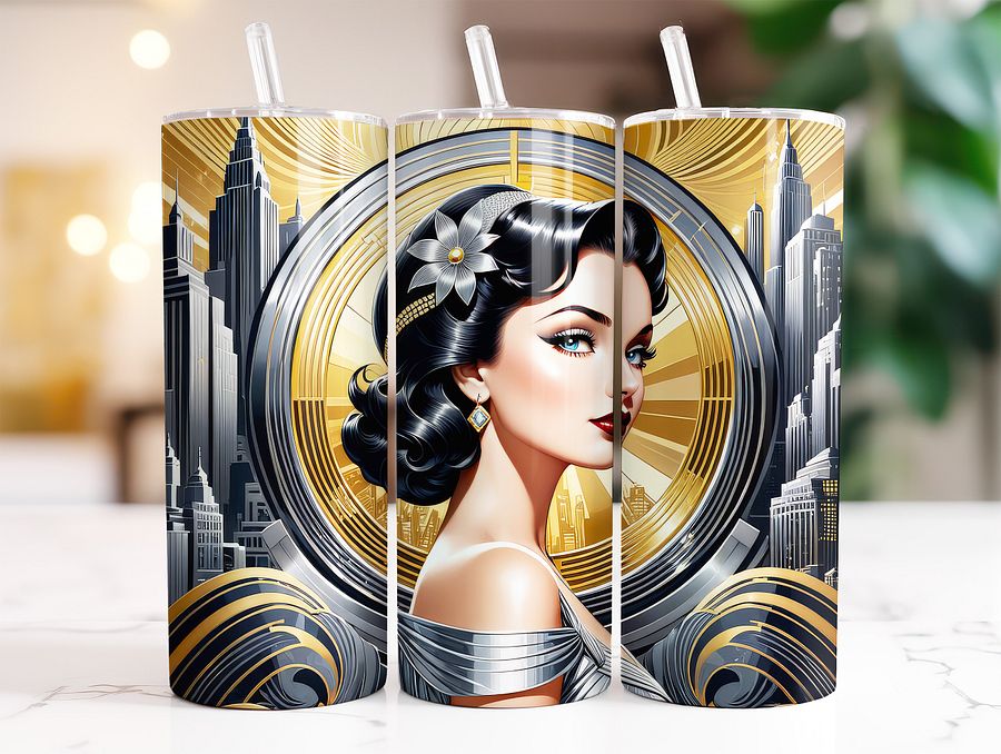 Art Deco Flapper Girl 20 oz Skinny Stainless Steel Tumbler - v4 product image (2)