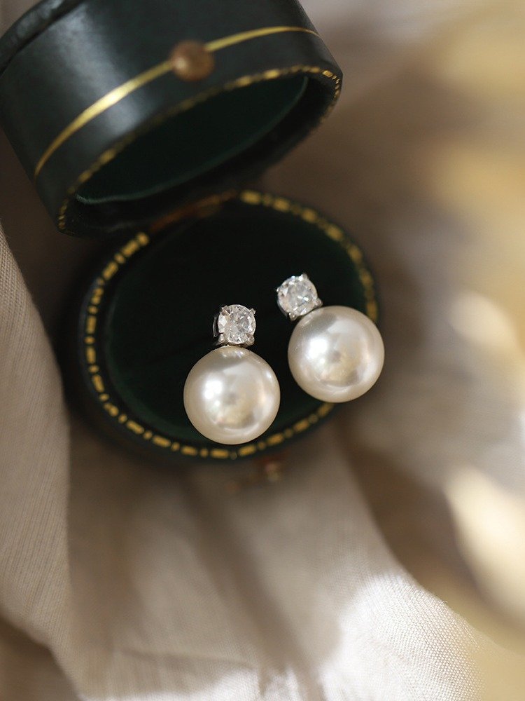 Pearl & Diamond Stud Earrings | Sterling Silver product image (7)