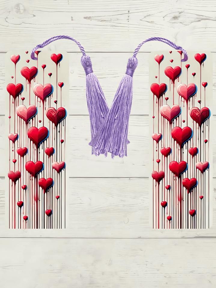 Small Red Hearts Valentine Bookmark Sublimation Design – high-quality 300 DPI PNG digital download product image (1)