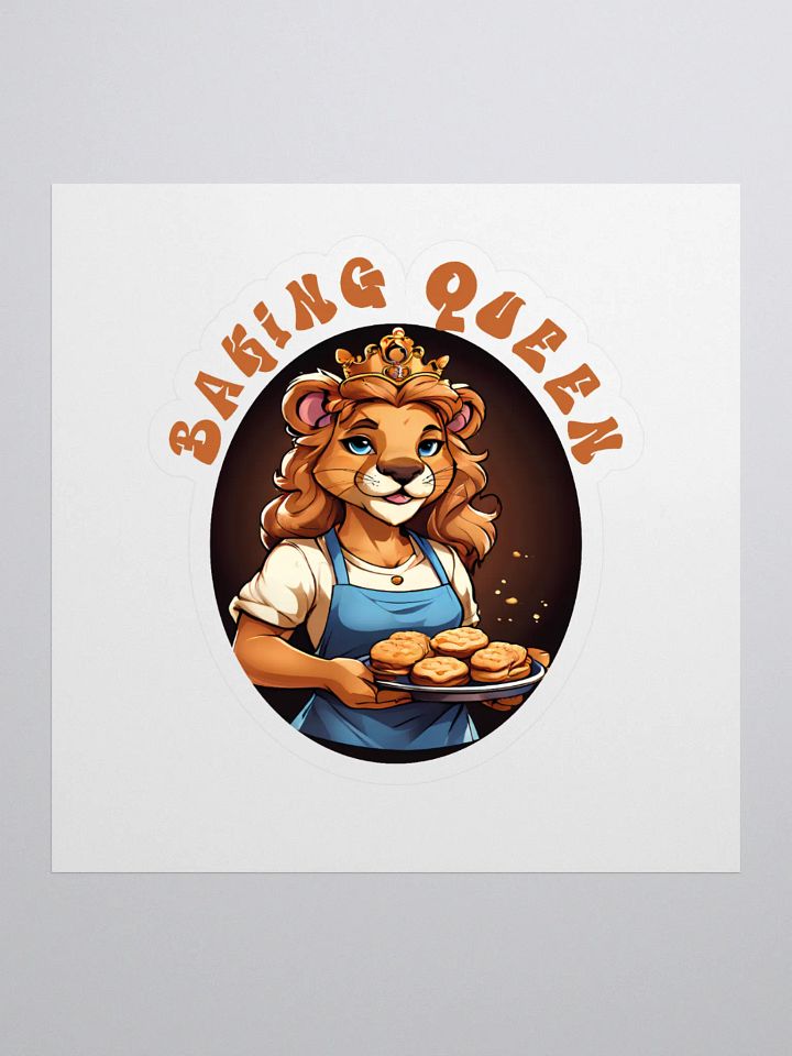 Baking Queen Sticker | Cute Lioness Baking Decal with Apron and Cookies Design product image (1)