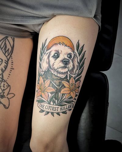 tHe cUtEsT kiLLeR cOLoUrEd iN 

thanks again to @eiraburton 🫶🏻

#dog #doggy #dogtattoo #pettattoo #pet #neotradtattoo #tattoo...