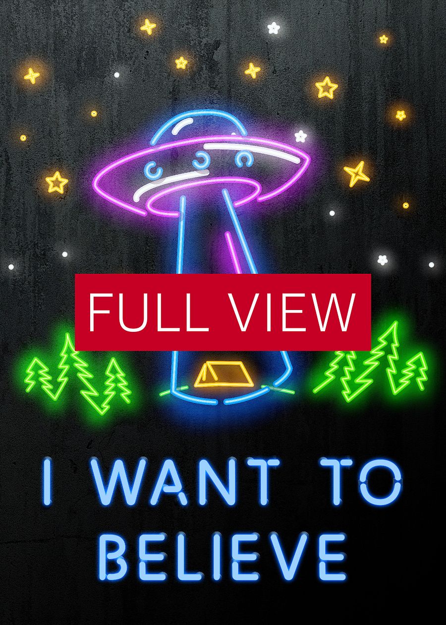 I want to believe / X-Files poster. Neon version — sci-fi poster, movie poster, space art print product image (3)