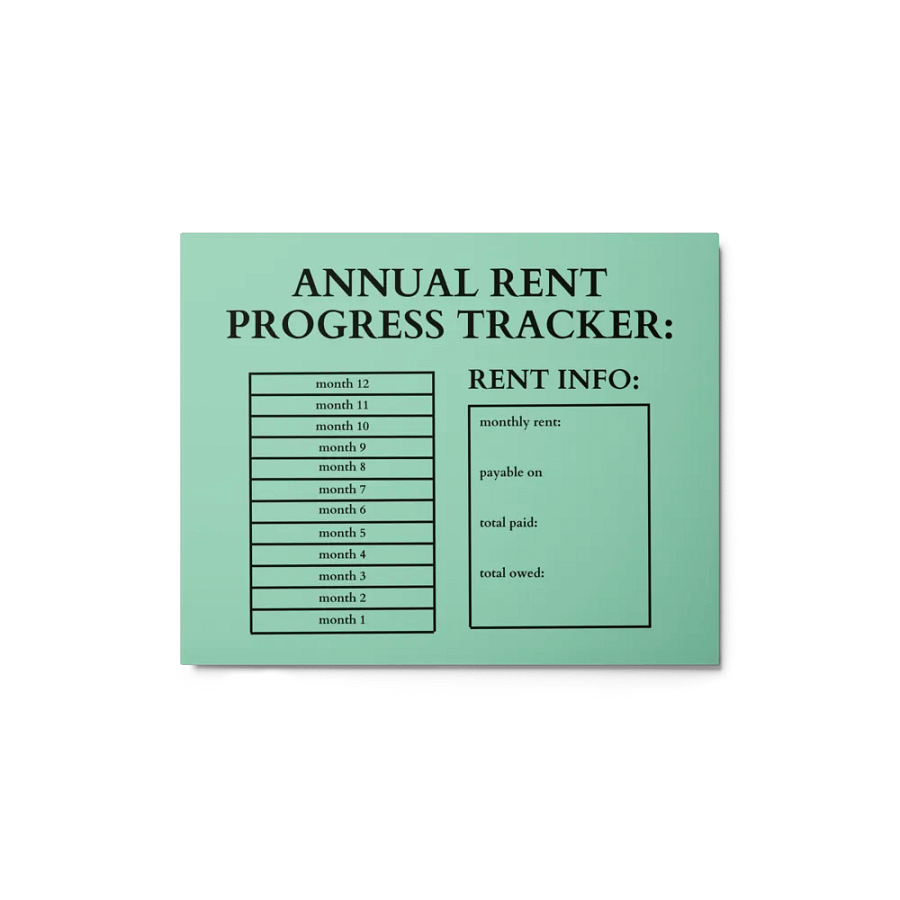 HIGHFALUTIN ANNUAL RENT TRACKER (black design 8) product image (1)