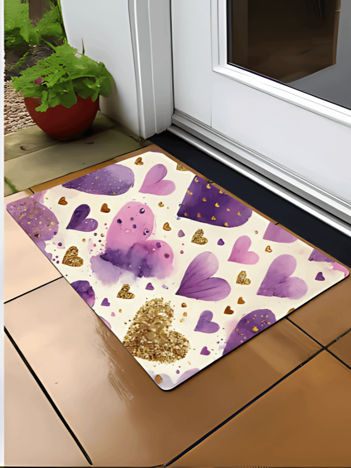 Purple Heart Pattern Floor Mat Design for Sublimation – 300 DPI High-Resolution PNG – Instant Download Available product image (1)