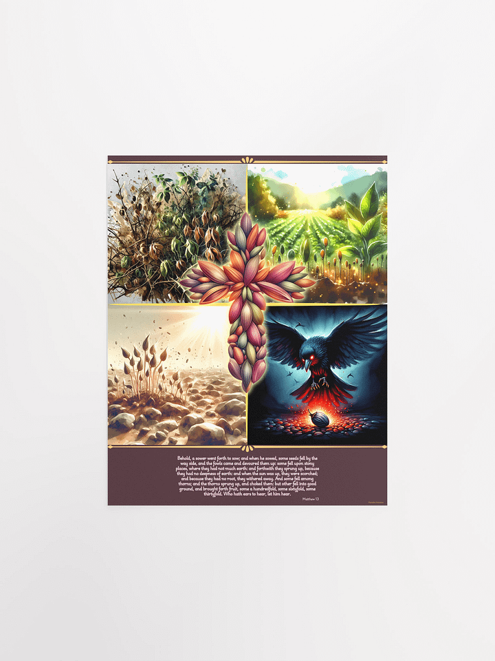 The Parable of the Sower - Christian Bible Verses Matthew 13 - Digital Art Poster product image (1)