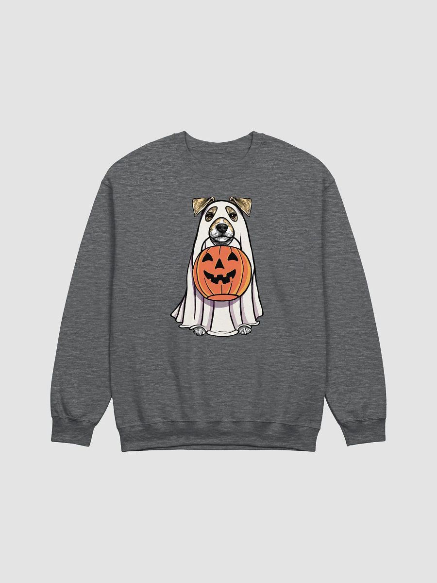 Funny Halloween Jack Russell Terrier(Lemon) Sweatshirt | Funny JRT Wearing a Ghost Costume and Holding a Pumpkin Basket product image (7)