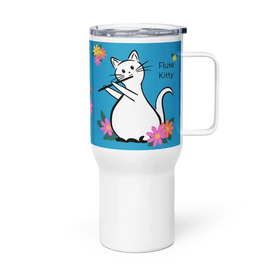 Flute Kitty Travel Mug w handle - C Flute product image (3)