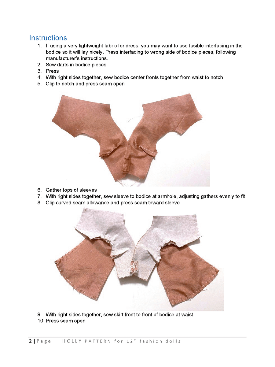Holly sewing pattern for 12" fashion dolls product image (3)