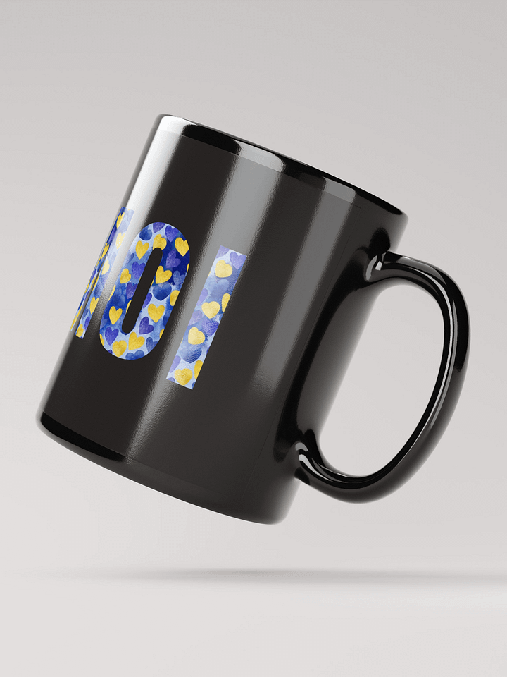 Mug Noir Toi et Moi - Décor Coeurs roses et bleus - Cadeau couple product image (2)