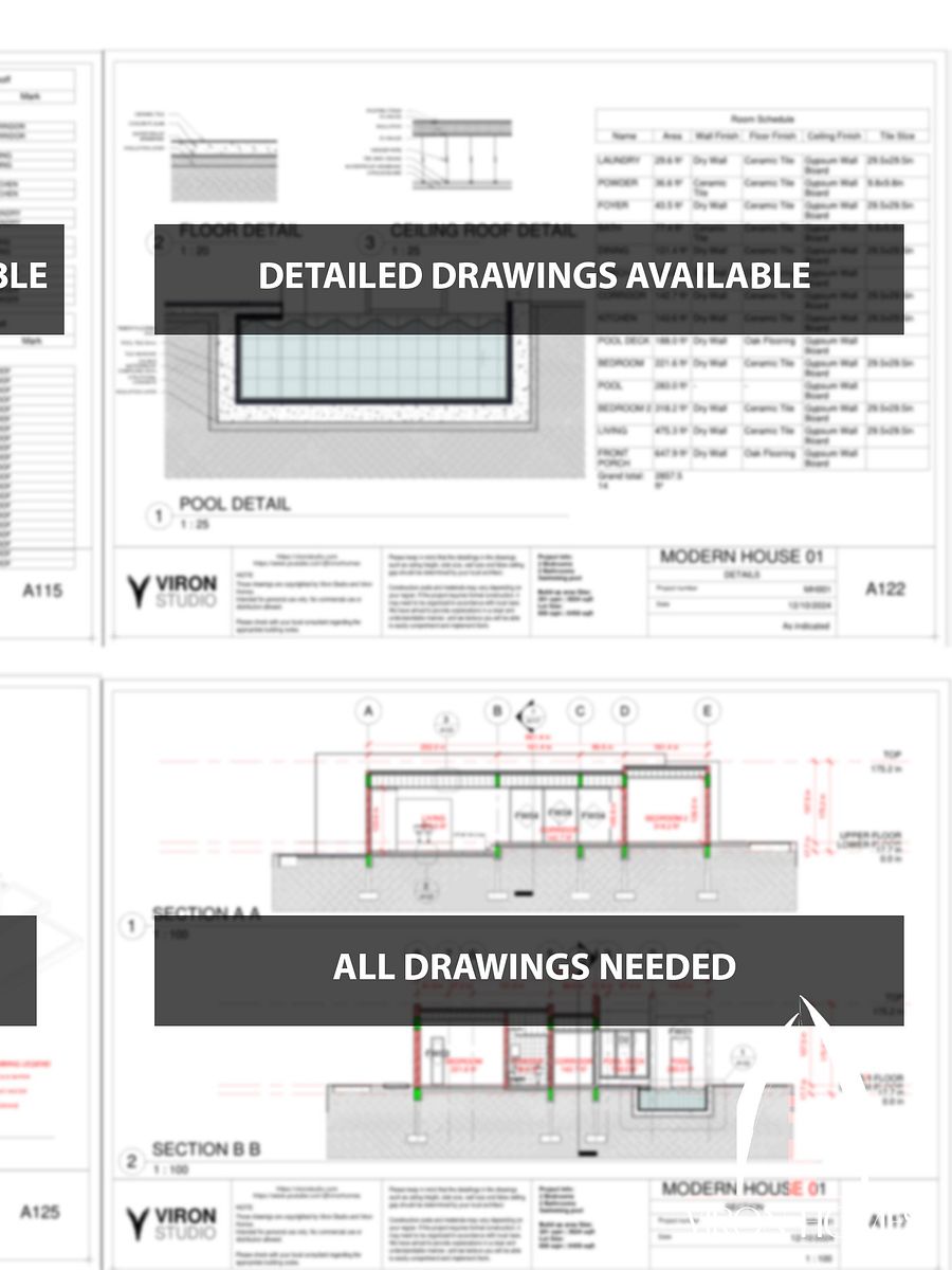 Modern House 01 - DIY Plans & Blueprints - Metric and Imperial (feet) - Print and build product image (6)