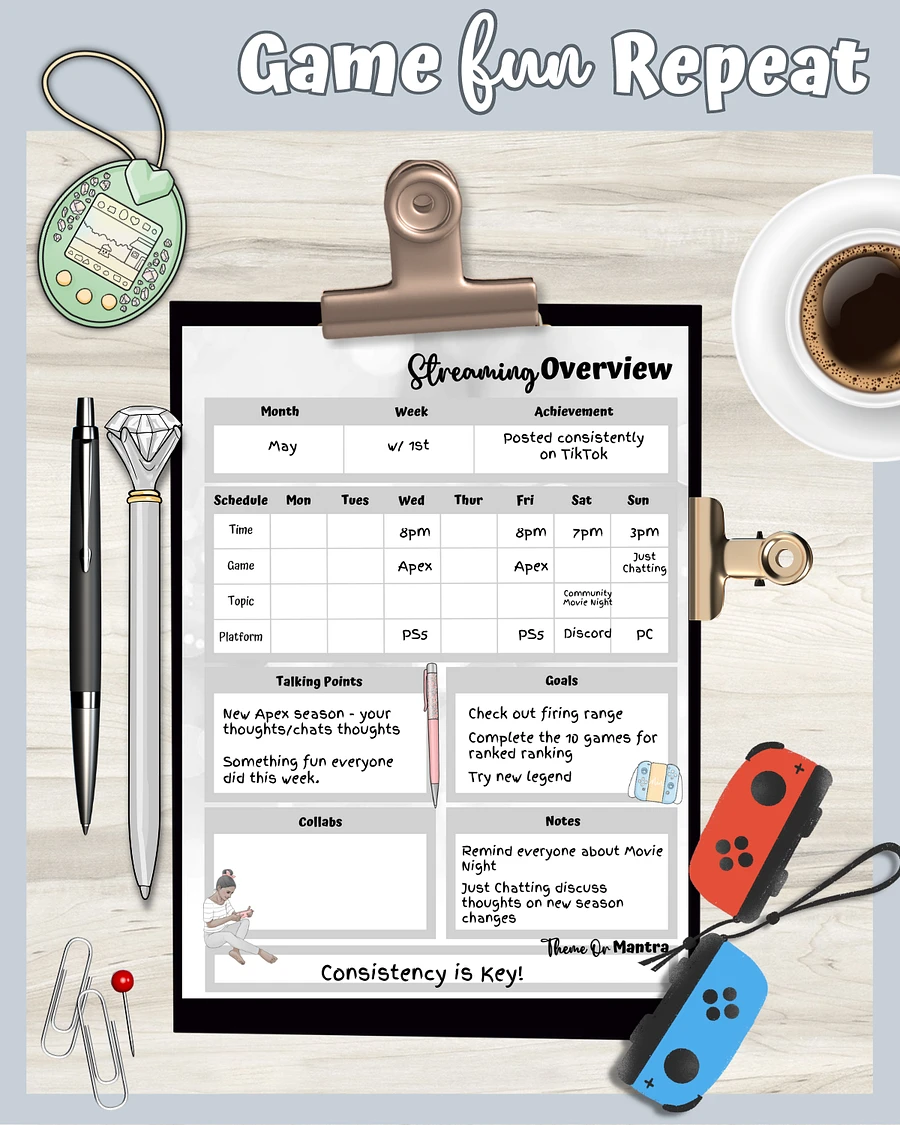 Grey Streaming Planner Printable product image (2)