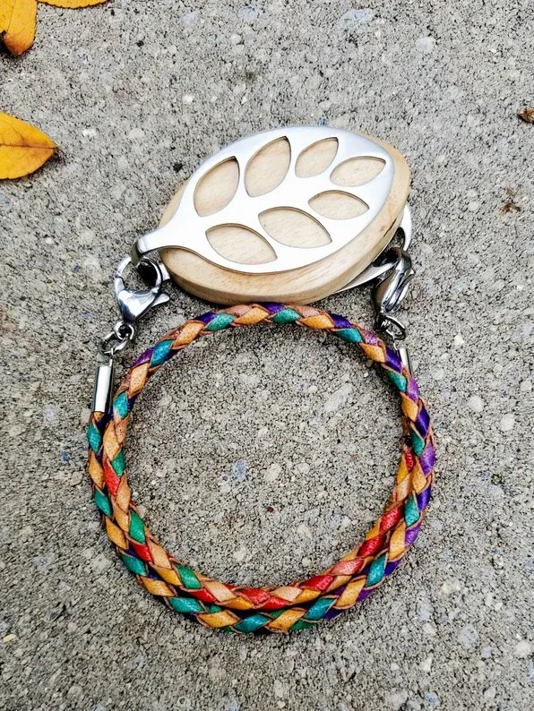 Woven Leather Pride Bracelet | Handmade Accessory for Bellabeat Leaf Urban & Ivy product image (2)