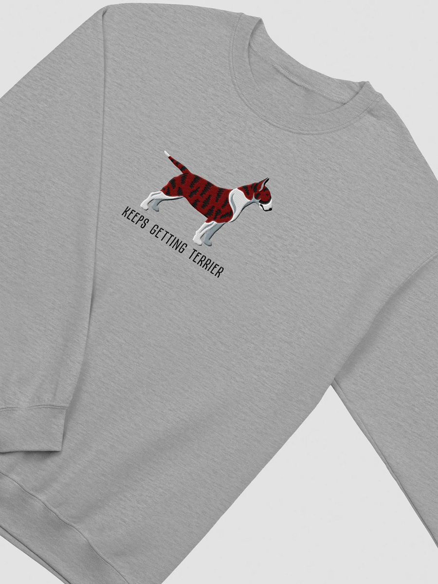 Keeps Getting Terrier Sweatshirt (Embroidered) of an English Bull Terrier(Brindle) product image (12)