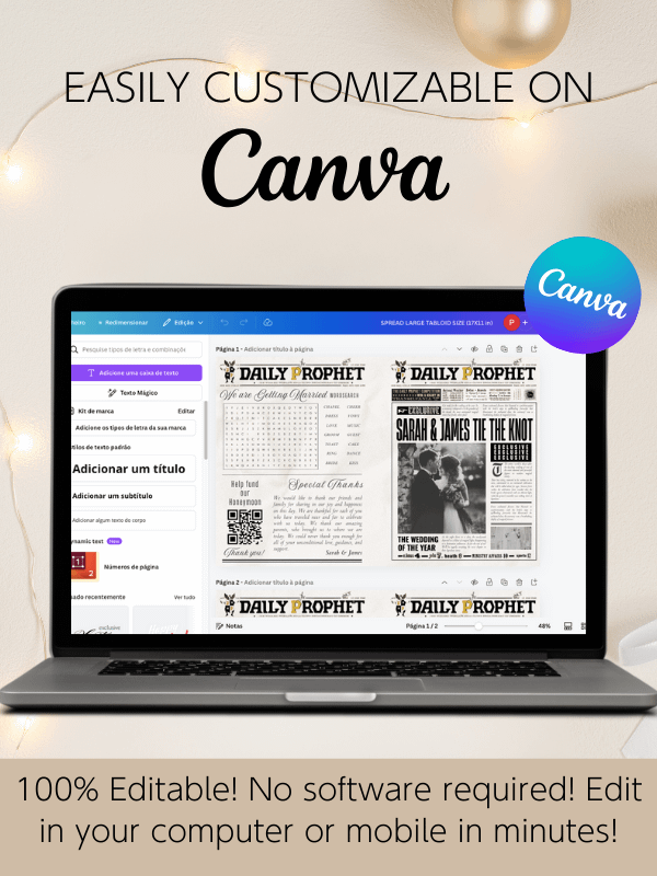 Daily Prophet Wedding Newspaper Harry Potter Editable Template I 100% Customizable product image (5)