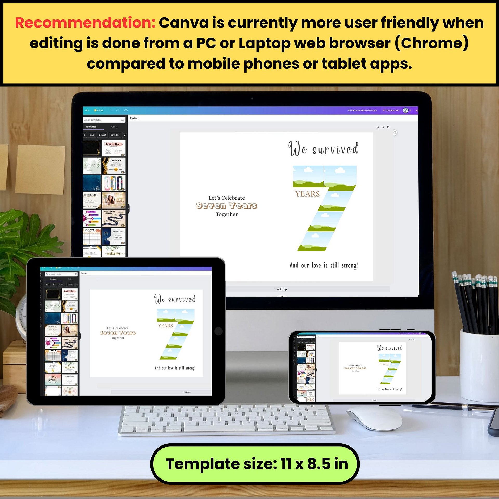 7 Year Anniversary Photo Card Editable Canva Template product image (5)