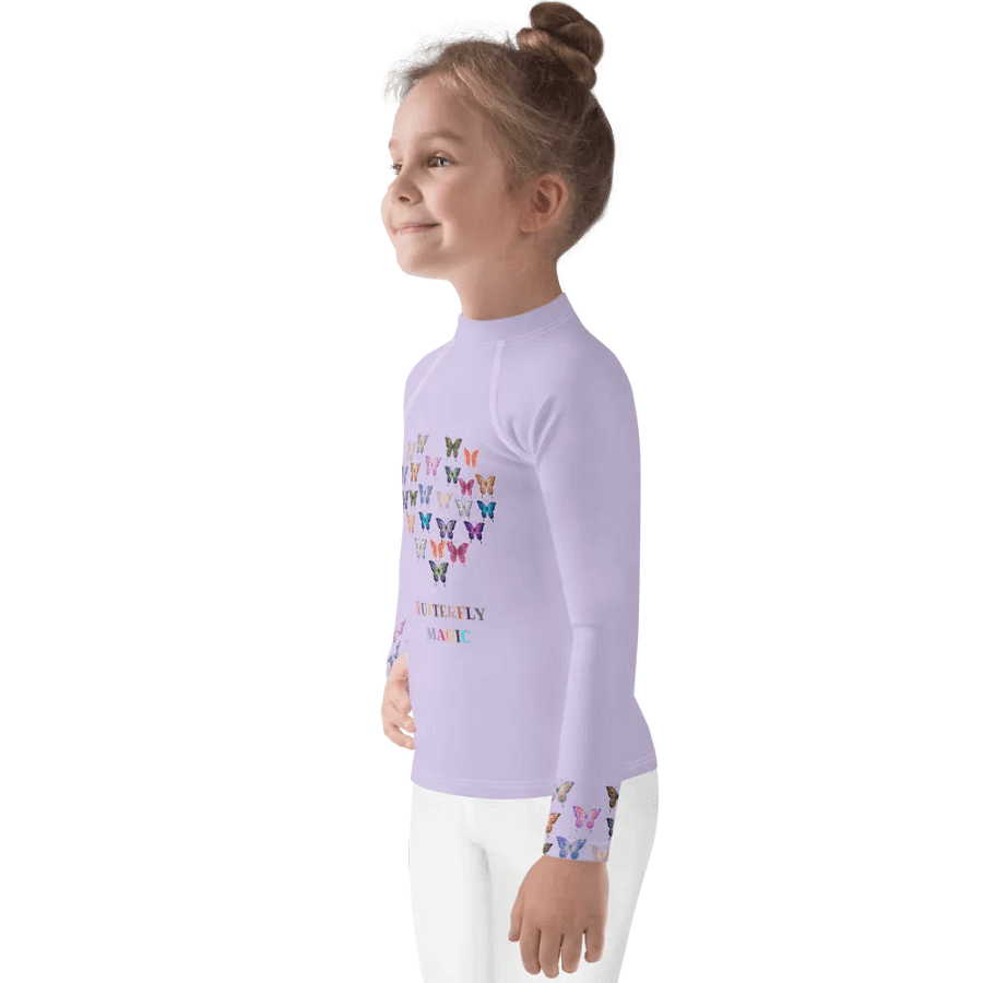Butterfly Magic Kid's Purple Rash Guard product image (3)